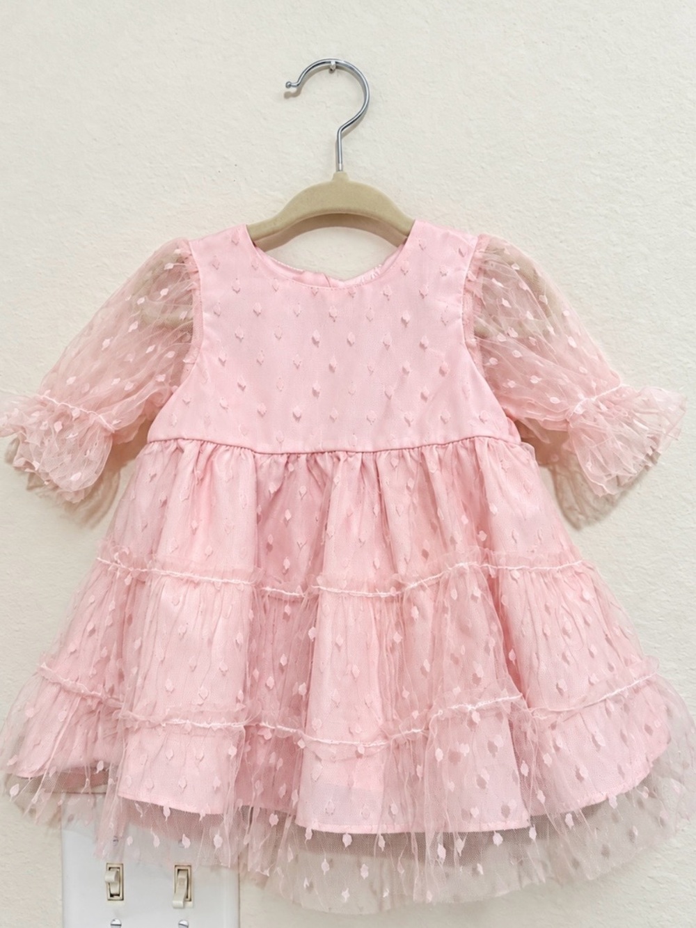 Nordstrom Pink Tiered Dot Tulle Dress for Girls